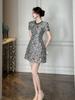 Nueva Falda Corta Estilo Nacional Chinoiserie Mariposa Cintura Elegante Vestido de Manga Corta Falda Larga Pequeña Línea A de Verano para Mujer 45146