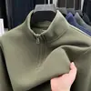 Sudadera Nueva de Cuello Alto con Media Cremallera para Hombre, Primavera y Otoño 2025, Camiseta de Manga Larga Versátil de Color Sólido, Camisa Polo, Capa Base