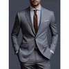 2026 Em Estoque Moda Masculina para Comércio Exterior Conjunto de Terno Slim-Fit Duas Peças para Homens, Noivo e Padrinho, Conjunto de Terno Social Plus Size