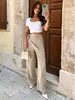 Exclusivo transfronterizo 2026 nuevo estilo pantalones de pierna ancha casuales largos con abertura texturizada de amarre lateral dos piezas falsas dropshipping
