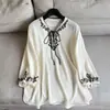 Blusa Bordada de Seda de Manga Corta Estilo Chino 2026, Top Delgado de Seda de Verano para Mujer al por Mayor H02GT4118