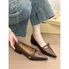 ¡Nueva chica rica! Zapatos vintage Camellia con tacón grueso, primavera 2025, tacones altos y bajos para mujer.