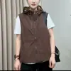 Chaleco de Color Bloque Elegante de Doble Cara, Estilo Nuevo de Principios de Primavera para Mujeres de Mediana Edad, Chaqueta sin Mangas con Capucha Versátil Delgada y Elegante