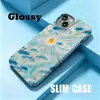 Funda de Teléfono Estampada con Estrellas Cielo Azul y Nubes Blancas Curativas iPhone16/17Pro Funda de Película Ultra Delgada Apple 18Pm