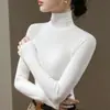 Camiseta base de cuello alto Dan Yu para mujer, nuevo estilo otoño 2026, capa interior acanalada, corte ajustado, manga larga, top de alta gama