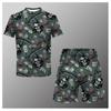 Traje deportivo informal para hombre, estilo hawaiano, playero, cuello redondo, talla grande, top y pantalones cortos.