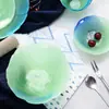Serie de Vajilla de Vidrio con Material de Jade Creativo Platos de Vidrio para el Hogar Bol para Ensalada Bol para Postre Platos Pequeños Irregulares Coloridos