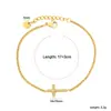 Moda Europea y Americana Joyería Cruz con Circonita Blanca Pulsera Versátil Cadena de Cruz Cadena de Perlas Pulsera Chapada en Oro de Acero Inoxidable para Mujeres