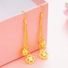 Nuevos Pendientes Largos de Borla de Oro Simulado Frescos y Dulces Pendientes Largos de Oro Arenado Chapado en Oro para Mujer Joyería de Latón