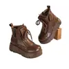 Comercio Exterior Invierno 2026 Nuevas Botas Martin de Suela Gruesa Estilo Británico Cálidas de Moda Casual Versátiles Botines Marrones Zapatos para Mujer