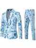 Traje nuevo para hombre europeo y americano transfronterizo con estampado tie-dye Traje Vestido Traje de actuación Traje casual para hombre Traje