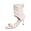 Sandalias Elegantes de Tacón Alto con Cremallera Trasera, Delgadas, con Pliegues, Estilo Nuevo 2026 Verano, Moda Elegante para Mujer