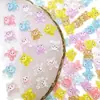 Nuevos Accesorios para Uñas Serie Oso Transparente de Dibujos Animados, Lindos Animales de Color Sólido Tridimensionales para Uñas y Cabello, Accesorios de Resina