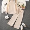 Ropa Infantil Transfronteriza 2025 Otoño e Invierno Nuevo Traje Infantil Camisa de Manga Larga con Solapa y Pliegues Pantalones Casuales de Pierna Ancha Conjunto de Dos Piezas