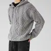 Outono e inverno leve maduro casual malhas casaco masculino com capuz cardigã primavera e outono coreano moda solta zíper camisola