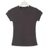 Camiseta de Algodón Puro Color Sólido Transfronteriza 230g Corte Delgado Verano Cuello Redondo para Mujer Moderna Estilo Americano Moda Versátil