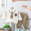 Suéter chaleco para bebé de hombre Moda estilo western Conjunto de tres piezas de caballero Traje para niños Primavera y Otoño Estilo universitario Casual Niños