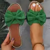 Sandalias Planas de Color Sólido Ligeras de Tela Transfronterizas Europeas y Americanas Chanclas Chanclas de una Tira con Pedrería para Mujer Uso en Exteriores Venta al por Mayor Tallas Grandes