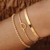 Pulseira Empilhável 2024 Transfronteiriça para Mulheres, Estilo Fashion Ins, Aço Inoxidável Ajustável Dourado Joia Versátil