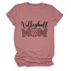 Amazon eBay sitio independiente moda casual mujer voleibol mamá estampado de leopardo cuello redondo camiseta