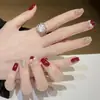 Uñas Vestibles Rojo Vino, Popular Estilo Perla, Realza la Palidez, Elegantes Pegatinas de Uñas Vestibles, Uñas Postizas Terminadas, Puntas de Uñas al por Mayor