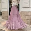 Saia Patchwork para Bolo Feminina, Novo Estilo Primavera, Solta e Fluida, Casual Plus Size, Saia de Tule Plissada Emagrecedora