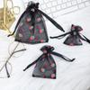 Bolsa de Organza con Estampado de Fresas y Cordón con Textura Transpirable, Bolsa para Polvo de Joyería, Linda Bolsa para Guardar Dulces y Galletas para Niños