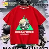 Nova Camiseta Delta Force Weilong Rosa Vermelho Comedor de Ouro Lobo para Meninos, Manga Curta Estudante Solta Tendência