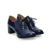 AliExpress deseo zapatos de comercio exterior primavera y otoño encaje hueco tacón grueso con cordones zapatos de patente talla 33-43 zapatos de mujer