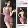 Ropa Íntima Erótica Xianyi Nuevo Estilo Chino Transparente Botón Cheongsam Morado Seductora Sexy Ropa de Dormir Sin Quitar para la Cama 938