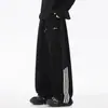 Pantalones de chándal a rayas personalizados/estilo americano, nueva colección de otoño, corte holgado, caída suave, color block, bordados, pantalones deportivos casual versátiles