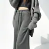 Fotos reales de la nueva colección de otoño 2026: pantalones casuales de pierna ancha para mujer, ligeramente acampanados, de corte holgado, que llegan hasta el suelo