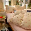 Más Vendido Estilo Ins Coreano Estilo Blogger Lunares Línea A Vellón de Leche Conjunto de Cuatro Piezas Cremoso Corazón de Niña Otoño/Invierno Vellón Grueso Conjunto de Tres Piezas