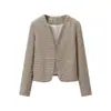 Venta al por mayor de ropa para mujer estilo europeo y americano transfronteriza INS, conjunto de chaqueta retro de cuadros ajustada estilo commuter y minifalda de cintura alta