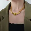 Estilo Novo Francês estilo palácio luxo leve alta qualidade vintage aço titânio banhado a ouro quadrado zircônia colorida colar joia versátil