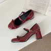 Dulces Zapatos Mary Jane 2026 para Mujer con Lazo, Tacones Altos, Boca Baja, Estilo de Oficina, Punta Redonda Versátil