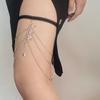 Moda Europea y Americana Borla de Mariposa Cadena para Pierna Sexy Multicapa Verano Vacaciones en la Playa Cadena Decorativa para Muslo Elástica Simple para Mujer