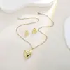 Conjunto de Brincos e Colar Irregulares de Luxo Criativo Poligonal Europeu e Americano, Acessórios de Moda com Textura de Folha Geométrica