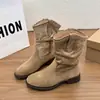 Botas de Moda con Plataforma para Mujer 2026 Nuevo Otoño Verano Súper Calientes Botas Vaqueras Occidentales Más Vendidas Botas Apiladas Fruncidas Botas Cortas