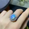 Anel de prata 925 de luxo com opala para senhoras, leve, cheio de cor de fogo, tremolo vivo, fornecimento internacional, pedra principal 9x11mm