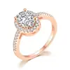 Anillo de Compromiso de Moda Clásico Europeo y Americano Huevo de Paloma para Mujer, Anillo Simple de Diamante de Circonita Micropavimentado, Joyería Popular de Comercio Electrónico Transfronterizo