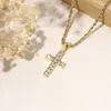 Colar Cruz de Aço Inoxidável, Corrente Longa de Suéter com Pingente da Moda, Joia de Nicho para Homens e Mulheres, Metal com Acabamento de Alto Padrão