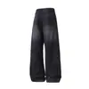 Yidao Vintage 2026 Primavera Nuevo Retro Americano Lavado Desgastado Corte Holgado Dobladillo Curvo Jeans Casuales para Hombre