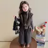 Conjunto de Primavera e Outono para Meninas 2025 Nova Moda Colete Infantil Outono e Inverno Menina Pequena Bebê Suéter de Outono