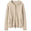Suéter Cardigan de Malha Cashmere para Mulheres, Novo Modelo 2026, Luxo Leve Aconchegante Malha Trançada com Zíper Moletom Casaco