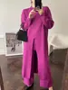 Conjunto de Dos Piezas de Punto Transfronterizo con Pantalones, Suéter con Abertura Estilo Perezoso, Suéter Moderno y Elegante, Corte Holgado