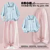 Conjunto de dos piezas estilo coreano dopamine chic para niñas, sudadera con cuello y mangas largas estilo universitario, atuendo de moda para principios de otoño para niños