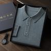 Suéter de cachemira para hombre, cuello polo, cachemira pura, otoño e invierno, nuevo suéter de manga larga de punto fino de 68 hilos.