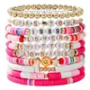 Procesamiento Transfronterizo Más Vendido Retro Bohemio Inglés Alfanumérico Corazón Pulsera de Arcilla Blanda Juego Amazon Mano