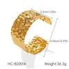 Pulsera Ancha de Acero Inoxidable en Oro de 18K Procesada y Personalizada, Pulsera Abierta que No se Desvanece, Joyería de Mano de Alta Gama, Joyería de Acero de Titanio